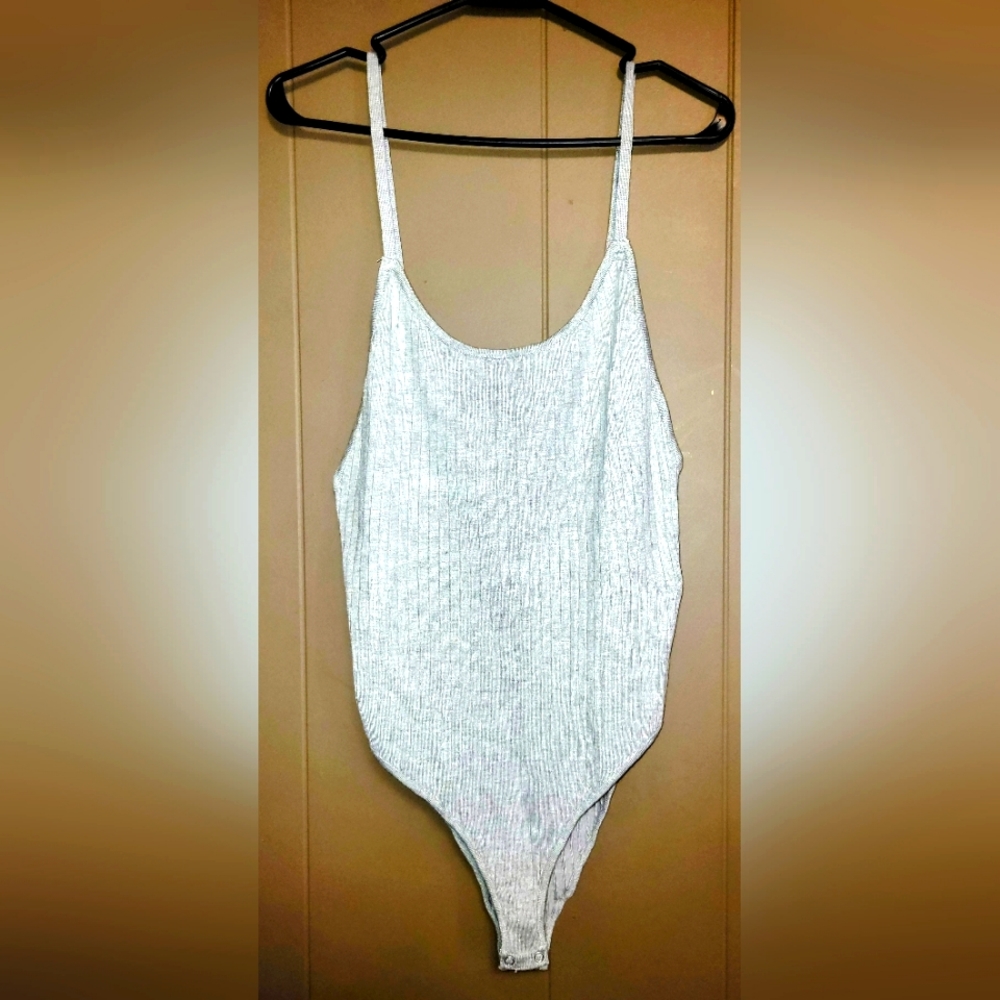 2X Forever 21 Heather Gray Ribbed Tank bodysuit